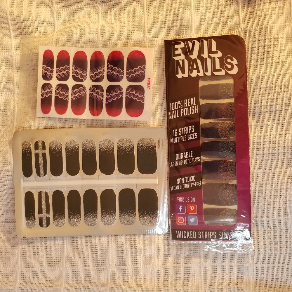 3 sets Dark color collection nail polish strips